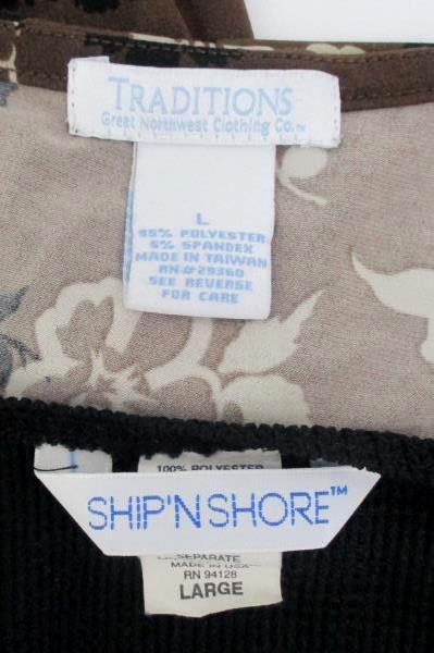 Ship 'N Shore Sweater Traditions Floral Blouse Lot 2 Women's Tops Size Large L