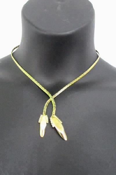 16" Park Lane Gold Tone Choker With Rhinestones Chain Link Crossover Bolo Style