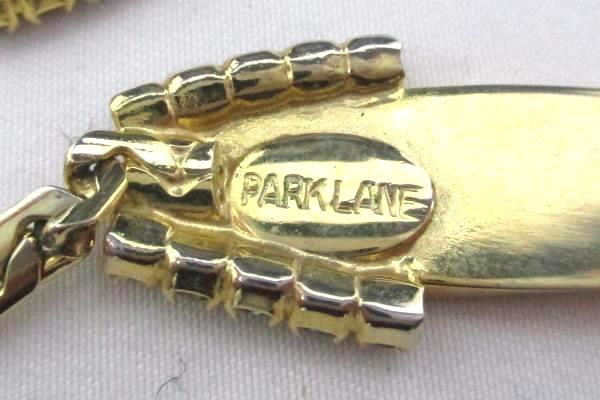 16" Park Lane Gold Tone Choker With Rhinestones Chain Link Crossover Bolo Style