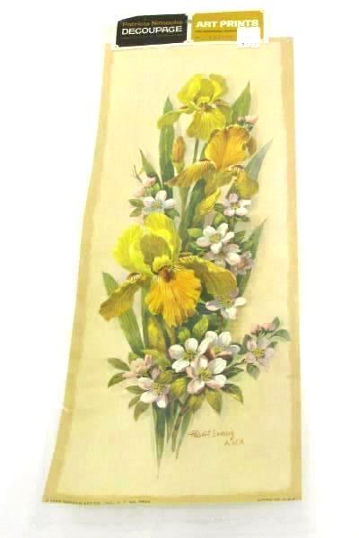 Vintage 1960's Patricia Nimocks Decoupage Art Print Donald Art Litho USA Flowers