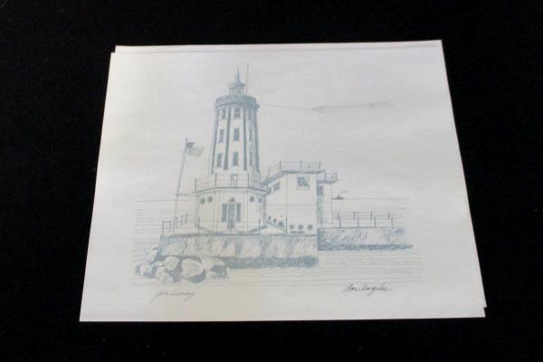 Set of 4 1975 Lighthouse Drawings Sunset Pictorial California Coast Joe Seney