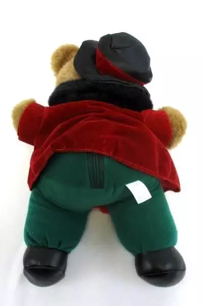 DanDee Christmas Holiday Bear Plaid Scarf Hat Plush Faux Fur Collar