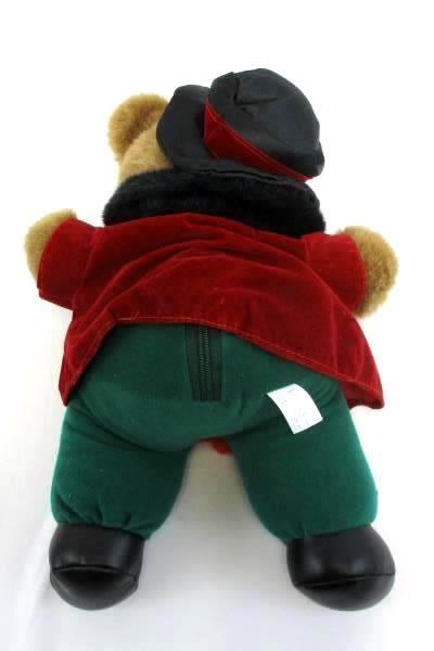 DanDee Christmas Holiday Bear Plaid Scarf Hat Plush Faux Fur Collar