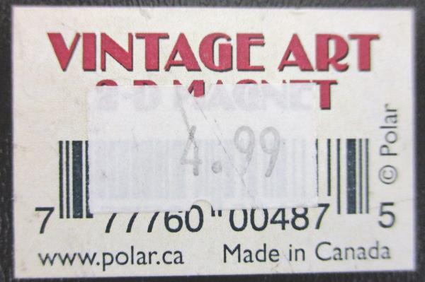 Vintage Art 2-D MAGNET Polar Bear Eating Fish from River Victoria Canada Tourism