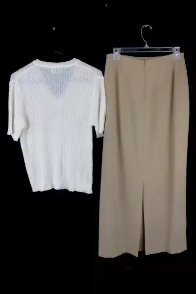 Lot of 2 Women's Business Casual Cream Top Size 16 W/ Tan Skirt Size 8