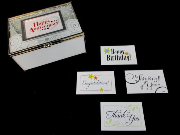Enesco Clear Glass Box Interchangeable Events Birthday Anniversary Congrats Love