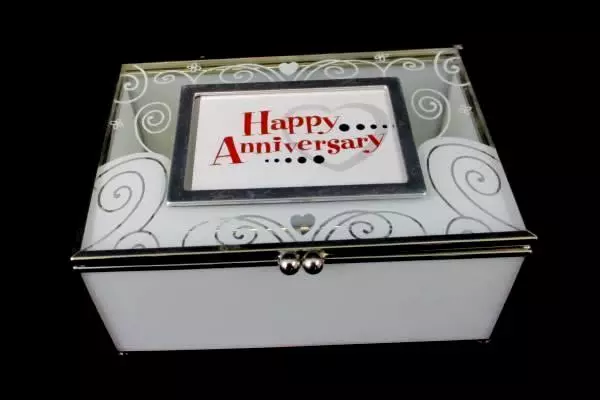 Enesco Clear Glass Trinket Box 2009 Interchangeable Events Birthday Anniversary