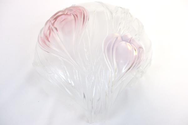 Crocus Flower Floral Clear Glass Crystal 3D Deep Bowl 11"