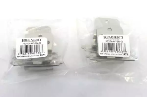 NEW Brainerd 2 pks of 2 Satin Nickel Self Closing Overlay Cabinet Hinge 2"X 3/4"
