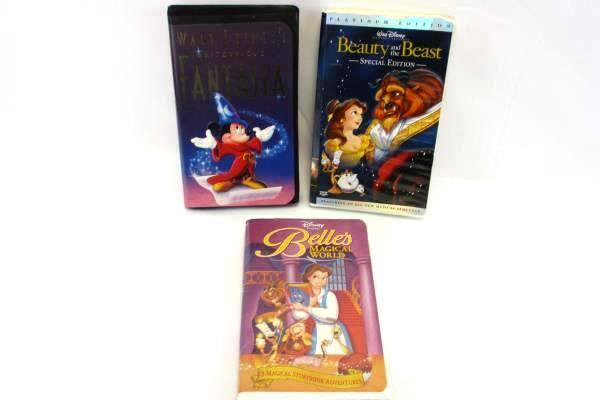 3 Disney VHS Movies Fantasia Beauty Beast Special Edition Belle's Magical World