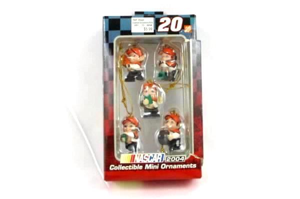 Collectible NASCAR #20 Mini Elf Pit Crew Ornaments 2004 in Box Home Depot