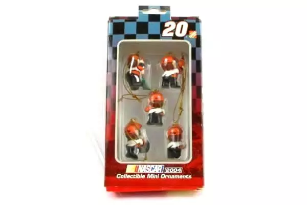 Collectible NASCAR #20 Mini Elf Pit Crew Ornaments 2004 in Box Home Depot