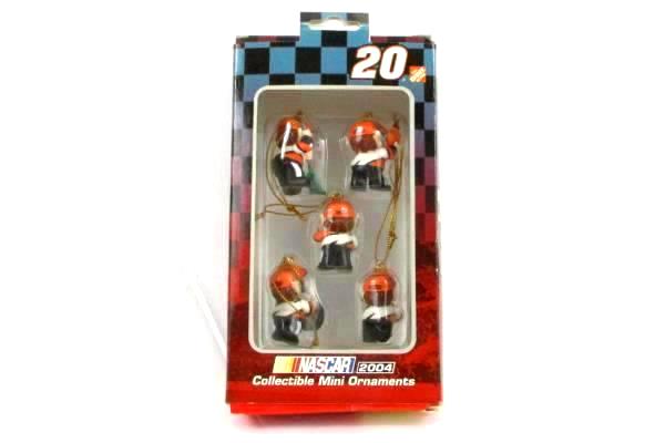 Collectible NASCAR #20 Mini Elf Pit Crew Ornaments 2004 in Box Home Depot