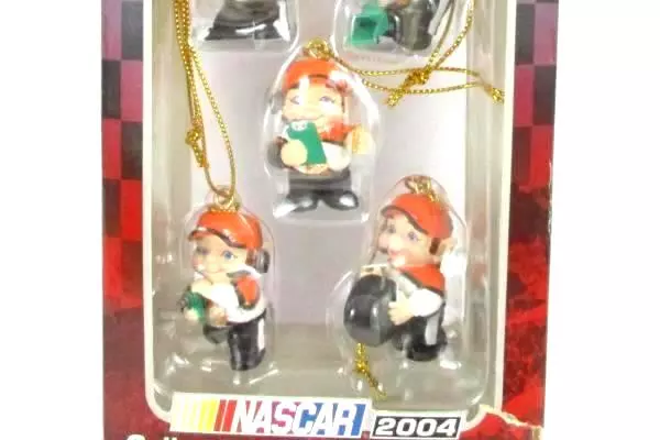 Collectible NASCAR #20 Mini Elf Pit Crew Ornaments 2004 in Box Home Depot