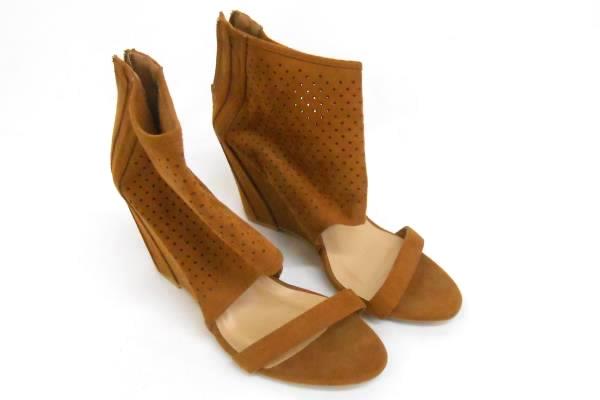 Mark & Maddux Booties 9 Tan Women's Faux Suede Platform Open Toe