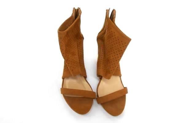 Mark & Maddux Booties 9 Tan Women's Faux Suede Platform Open Toe