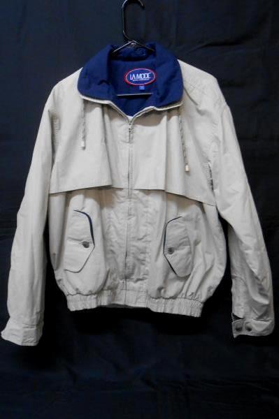 Vintage Men's Large Windbreaker Zip Jacket LA Mode Active Sportswear Beige