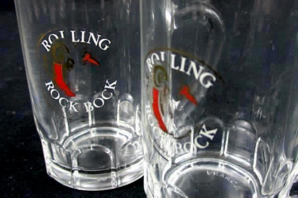 Lot of 6 Rock Bock Stein Shot Glasses Clear Handled Miniature