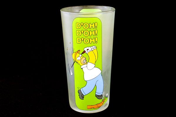 6.25" Tall Frosted Glass Fox Homer Simpson Golfing D'OH 2002 AS IS