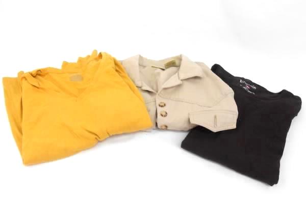 Lot of 3 Tops 2 Long Sleeve Goldenrod Brown Vest Beige Women's Large