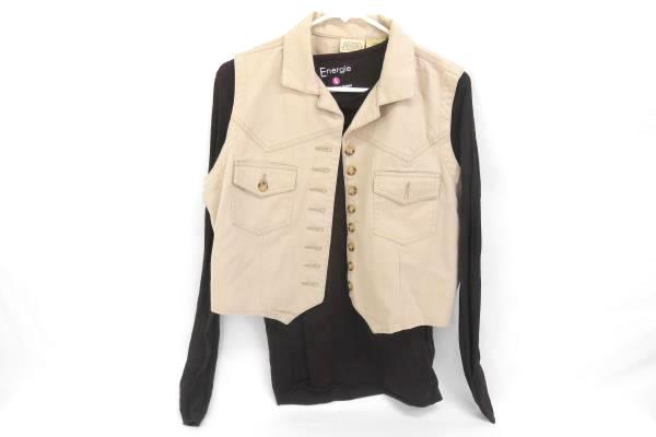 Lot of 3 Tops 2 Long Sleeve Goldenrod Brown Vest Beige Women's Large