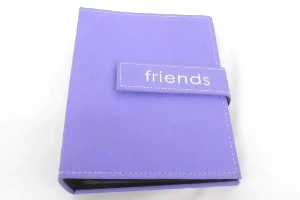 Lot of 2 Small Picture Albums Purple Friends Easy Fasten Fabric Covered Baby Alb
