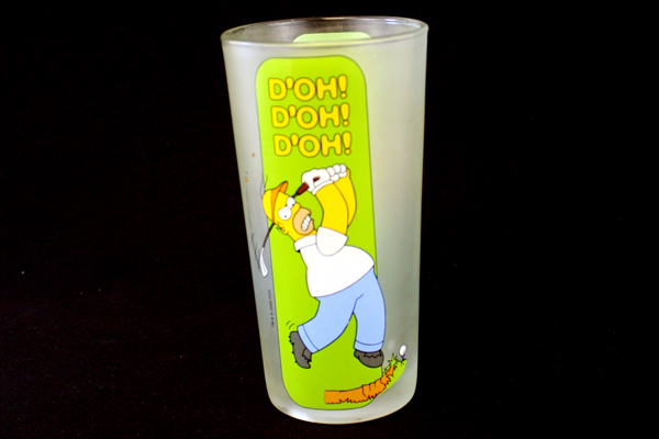 6.25" Tall Frosted Glass Fox Homer Simpson Golfing D'OH 2002 AS IS