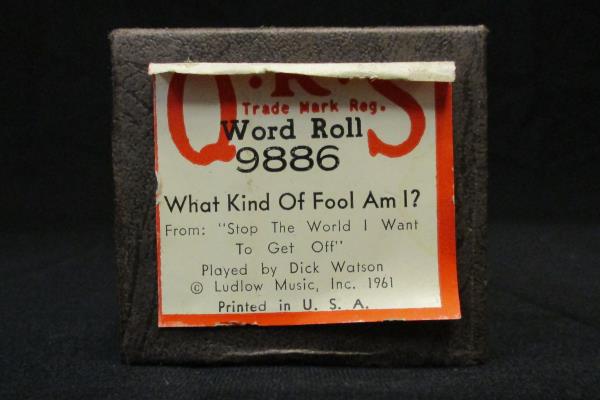 QRS Word Roll Player Piano Roll "What Kind Of Fool Am I?" #9886 1961 Dick Watson