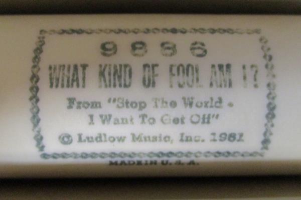 QRS Word Roll Player Piano Roll "What Kind Of Fool Am I?" #9886 1961 Dick Watson
