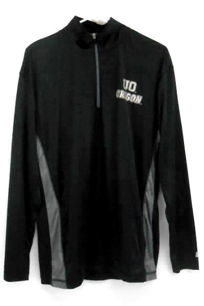 Russel Oregon Ducks 1/4 Zip Pullover Jacket Men's M Black Gray Silver