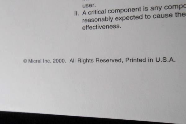 Micrel Synergy High-Speed ICs Data Handbook 2000 Logic And Communication