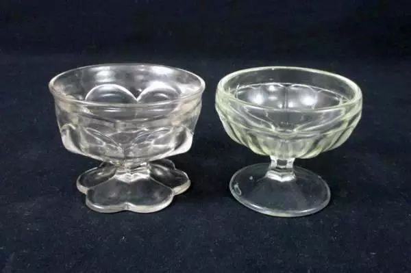 Lot of 2 Vintage Bowls Elegant Clear Glass Hobnail Pedestal
