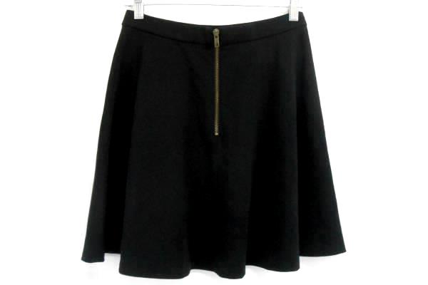 Halogen Black Mini Circle Skirt Flounce A line Zippered Back Stretch Women's S