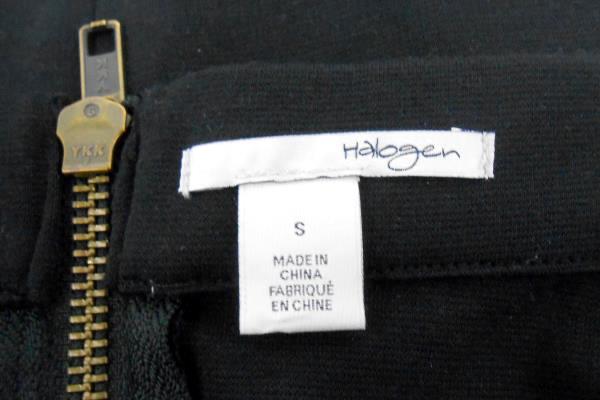 Halogen Black Mini Circle Skirt Flounce A line Zippered Back Stretch Women's S