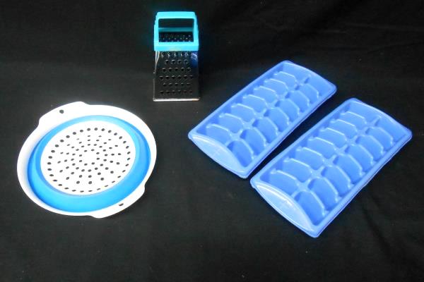 Lot of Blue Green Kitchen Ware Square Platter Apple Cutter Grater Ice Cube Trays