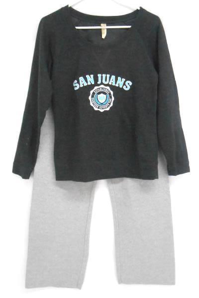 Lot of 2 Charcoal San Juans Pullover Sweatshirt Gray Hanes Sweatpants Women's S