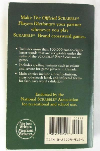 The Official Scrabble Players Dictionary Third Edition 1996 Milton Bradley Co.