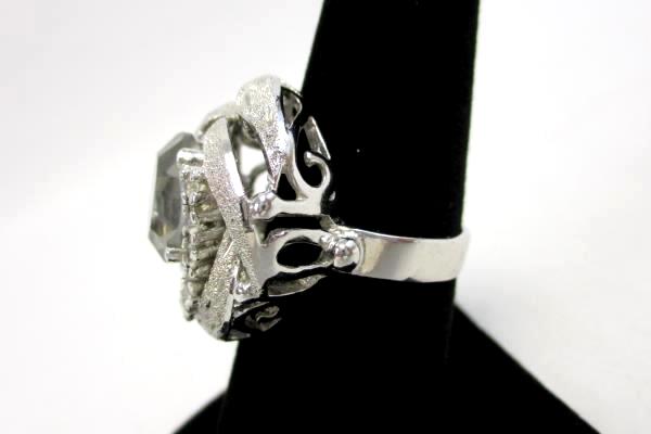 Vintage Uncas Hallmark Sterling CZ Cocktail Ring Costume Jewelry Size 8