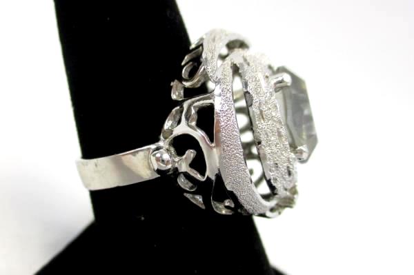 Vintage Uncas Hallmark Sterling CZ Cocktail Ring Costume Jewelry Size 8