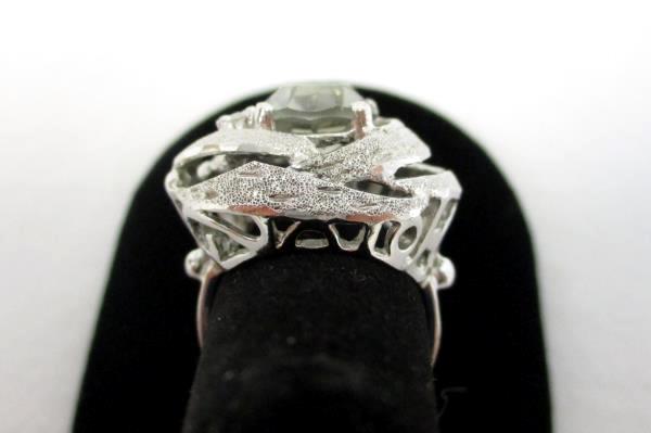 Vintage Uncas Hallmark Sterling CZ Cocktail Ring Costume Jewelry Size 8