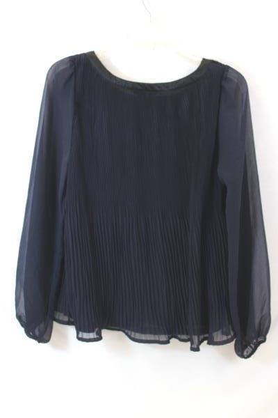 Women's Dark Blue Black Long Sleeve Scoop Neck Blouse Shirt By H&M Size 6