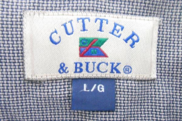 Cutter & Buck Men's Blue Woven Dress Shirt Button Up Embroidered Cotton Size L