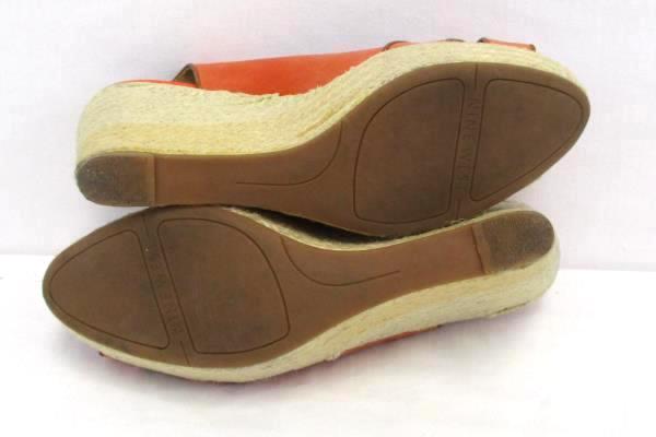 Nine West "Clambake" Leather Open Toe Espadrille Wedge Sandal Heels Coral 9M