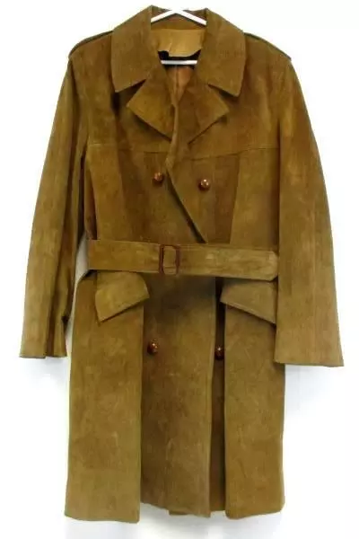 1970's 80's Rare Trench Coat Herman Phillips Loewe Leather Satin Lining 52