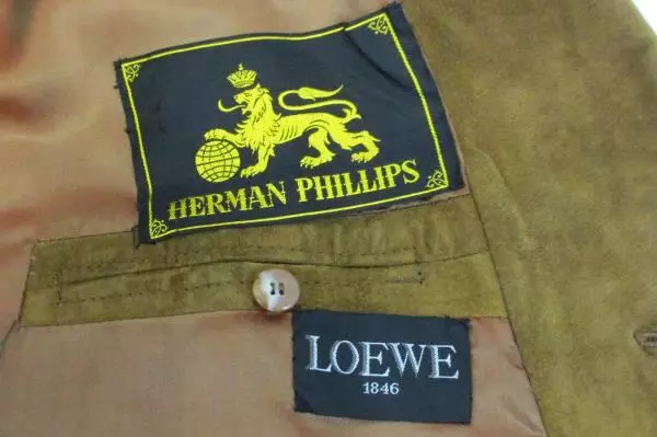 1970's 80's Rare Trench Coat Herman Phillips Loewe Leather Satin Lining 52