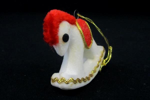 Set of 2 Matching Vintage Felt Rocking Horse Hanging Ornaments