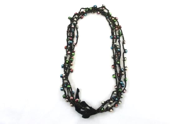 Crochet Christmas Necklace with Vintage Mini Colorful Ornaments