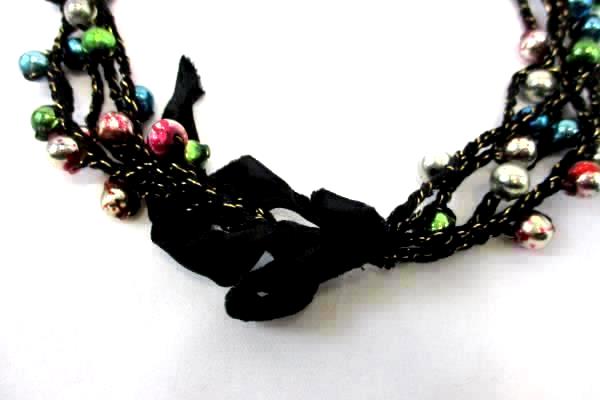 Crochet Christmas Necklace with Vintage Mini Colorful Ornaments