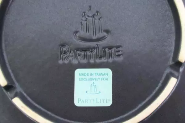 Partylite Ceramic Candle Holder Plate Teal Blue White Abstract Lilly Pad Shaped