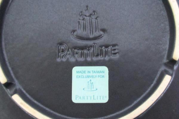 Partylite Ceramic Candle Holder Plate Teal Abstract Lilly Pad Shaped